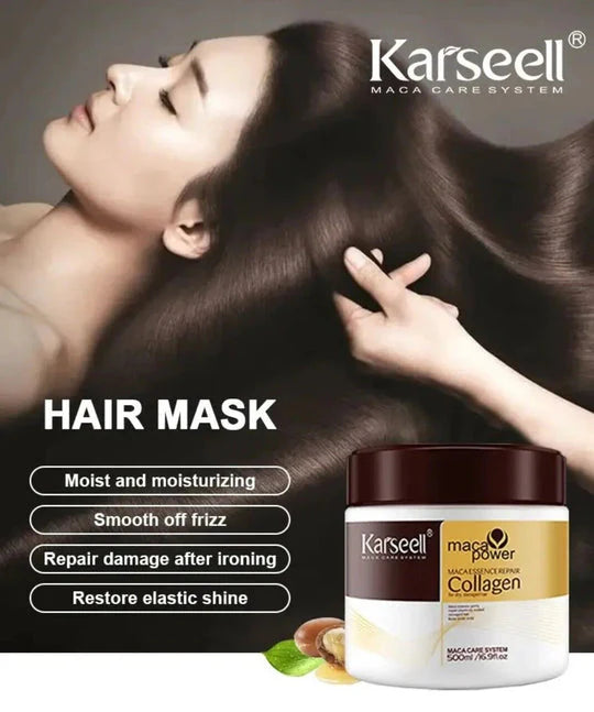 Karseell Collagen Hair Treatment Deep Repair Conditioning Argan Oil Collagen Hair Mask Essence for Dry Damaged Hair All Hair Types 16.90 oz 500ml